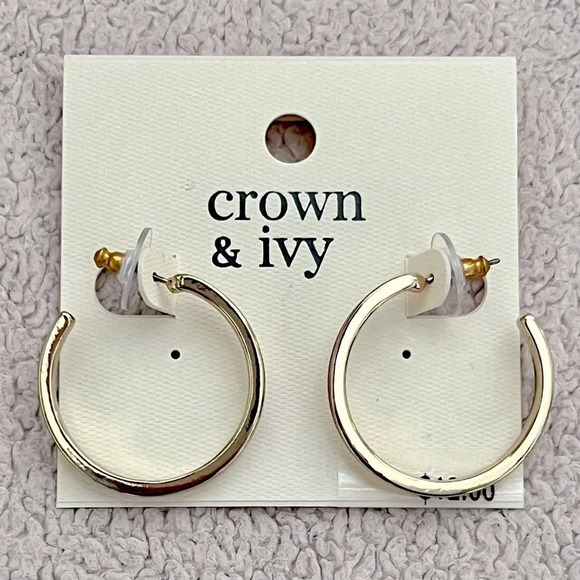 crown & ivy Jewelry - Crown & Ivy Gold-Tone and Red Hoop Earrings